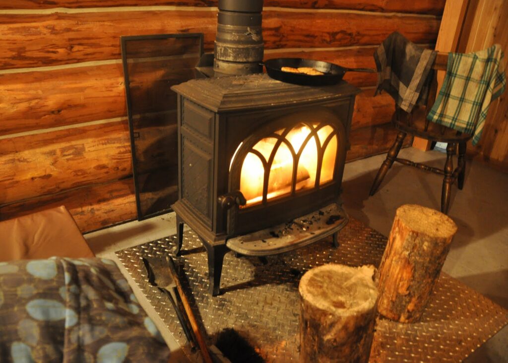 Elk Lakes Cabin Interior Wood Stove