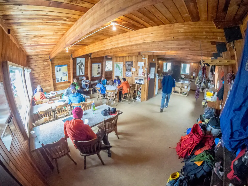 Seating and tables at Conrad Kain hut