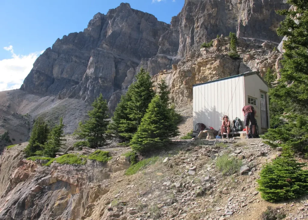 Hut with Castle Mountain in background