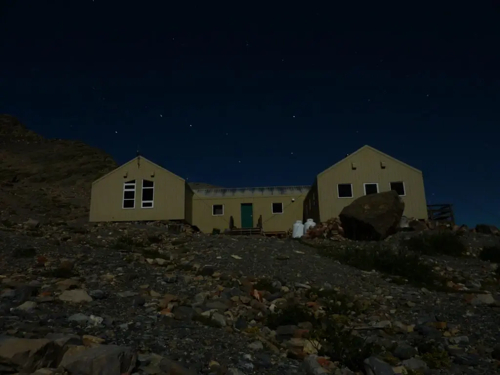 Bow Hut at night