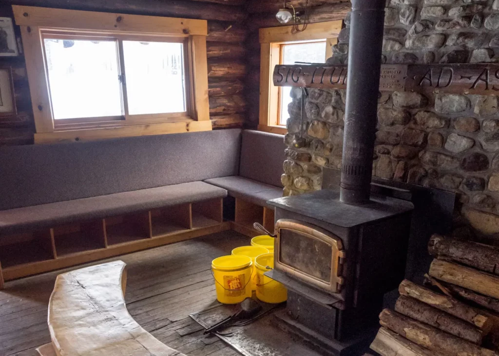 Stanley Mitchell Hut Interior Wood Stove