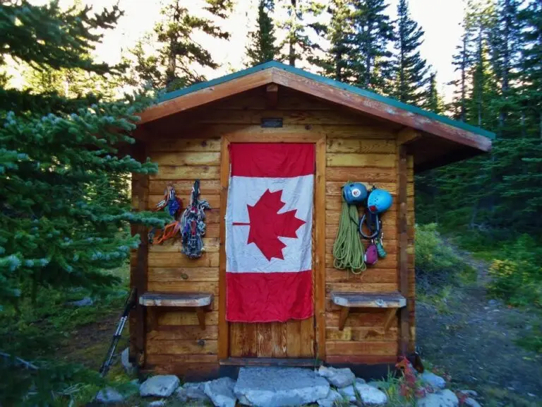 Mt Colin Hut with Canada Flag