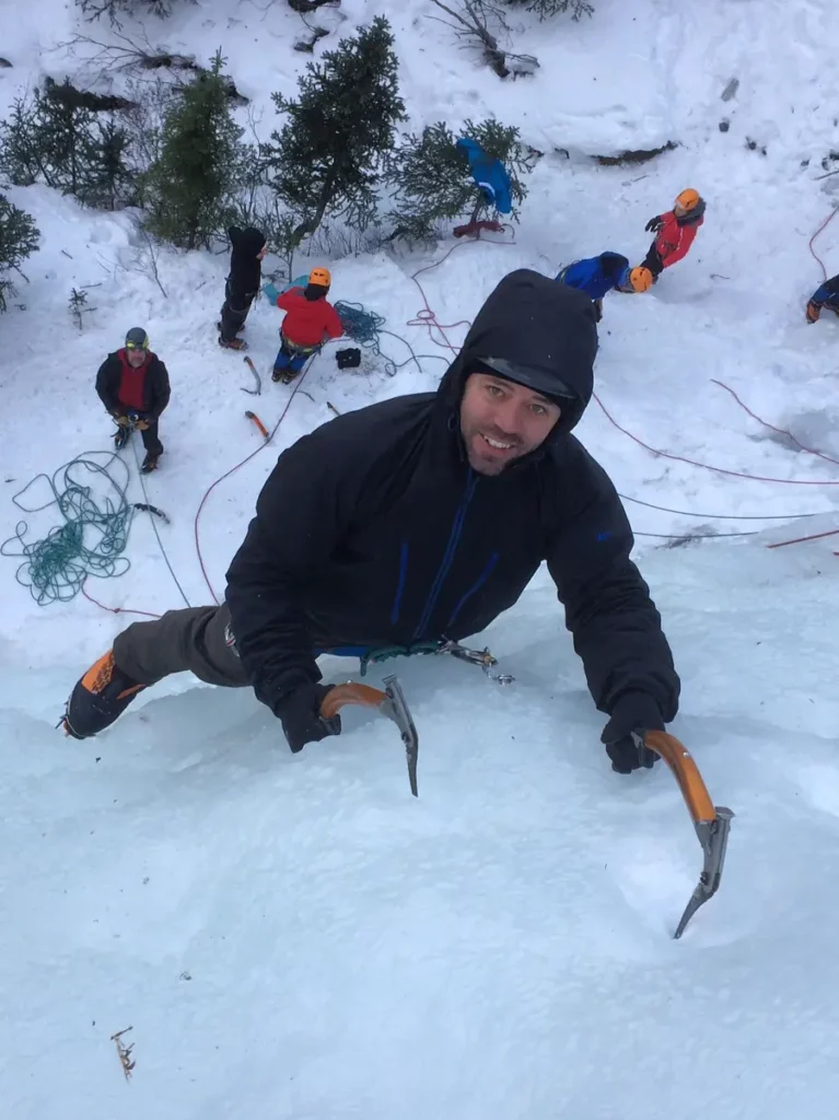 Ice climber at bear spirit crag