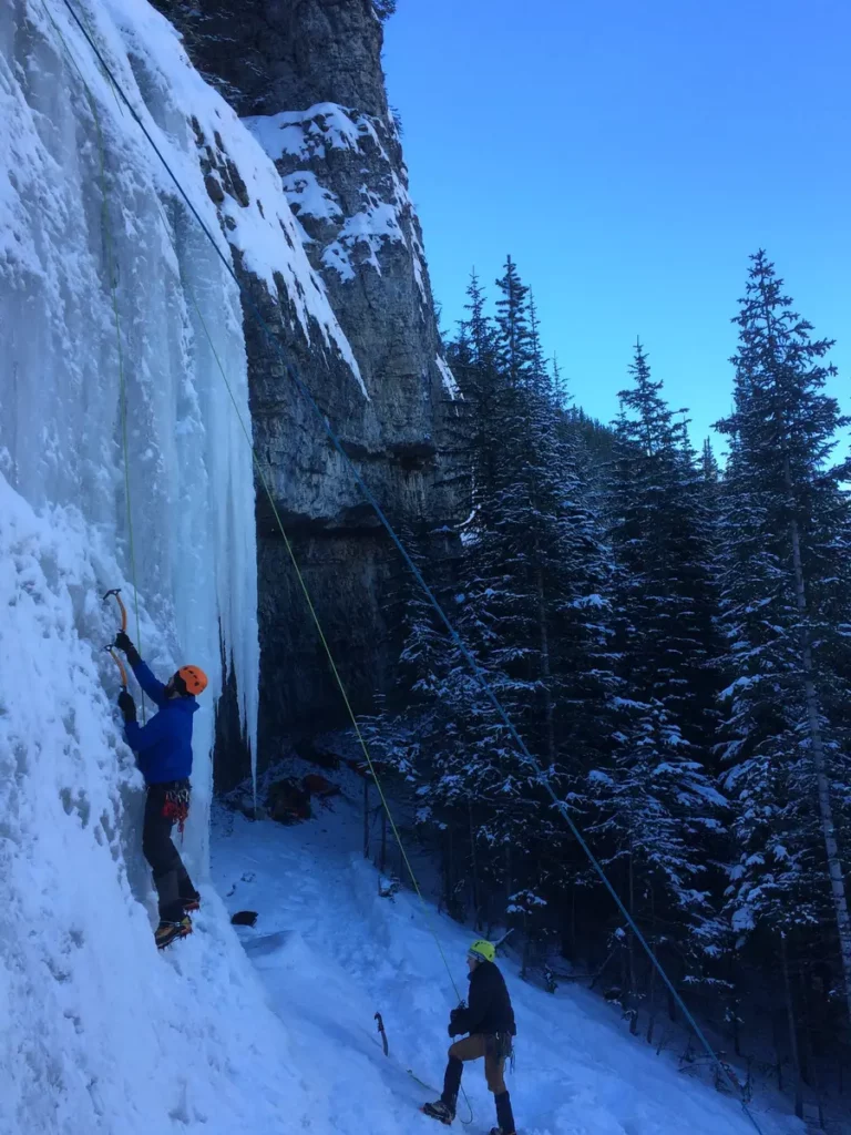 Ice climber at bear spirit crag