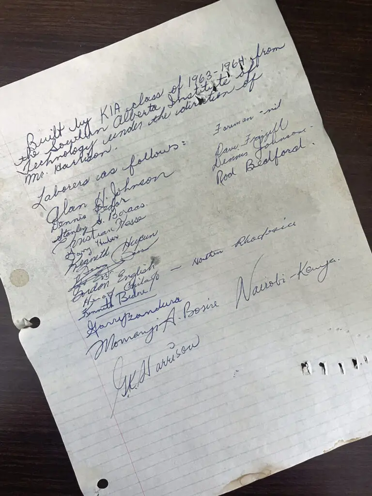 The signatures of the “laborers” who built the previous Castle Cabin